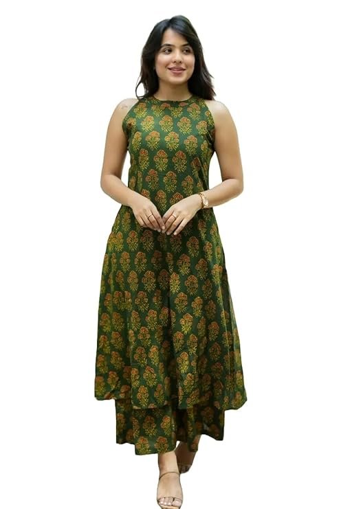 Women’s Printed Kurta Pant Set | Elegant Sleeveless Ethnic Suit for Women - Image 2