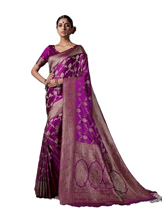 Banarasi Satin Silk Saree with Unstitched Blouse Piece