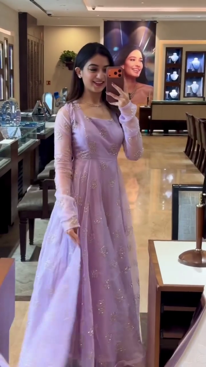Lavender Embroidered Anarkali Gown for Women | Designer Party Wear Ethnic Gown - Image 2